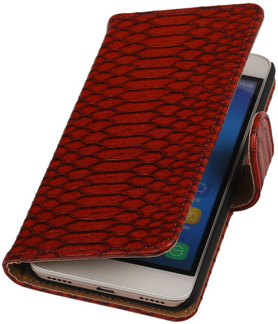 Huawei Honor Y6 - Slang Rood Booktype Wallet Hoesje