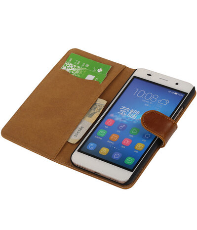 Bruin Pull-Up PU Hoesje Huawei Honor 4A Booktype Wallet Cover