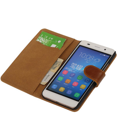 Bruin Pull-Up PU Hoesje Huawei Honor Y6 Booktype Wallet Cover