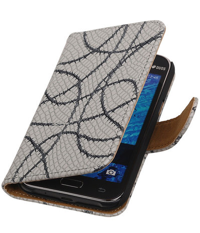 Grijs Basketbal Hoesje Samsung Galaxy J1 Booktype Wallet Cover