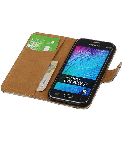 Grijs Basketbal Hoesje Samsung Galaxy J1 Booktype Wallet Cover