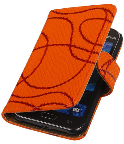 Oranje Basketbal Hoesje Samsung Galaxy J1 Booktype Wallet Cover