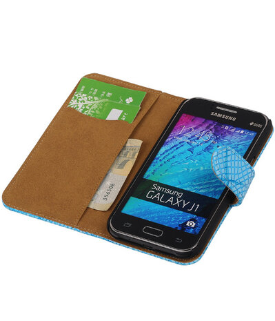 Blauw Basketbal Hoesje Samsung Galaxy J1 Booktype Wallet Cover