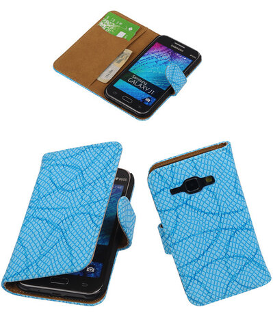 Blauw Basketbal Hoesje Samsung Galaxy J1 Booktype Wallet Cover