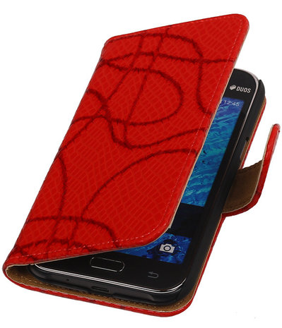 Rood Basketbal Hoesje Samsung Galaxy J1 Booktype Wallet Cover