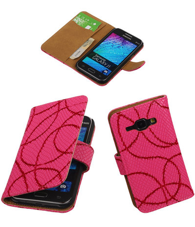 Fuchsia Basketbal Hoesje Samsung Galaxy J1 Booktype Wallet Cover