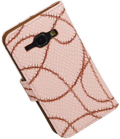 Licht Roze Basketbal Hoesje Samsung Galaxy J1 Booktype Wallet Cover