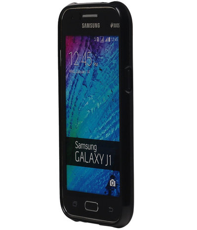 Samsung Galaxy J1 TPU Hoesje Transparant Zwart