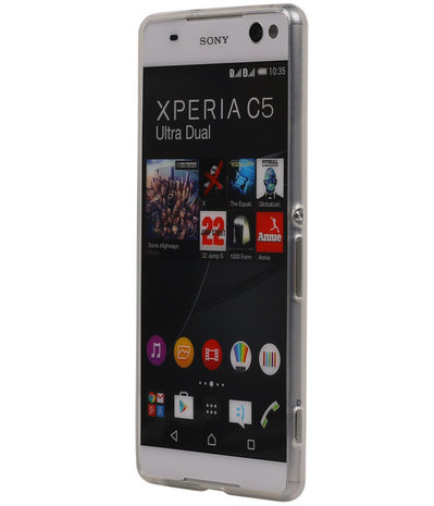 Sony Xperia C5 Ultra TPU Hoesje Transparant Wit