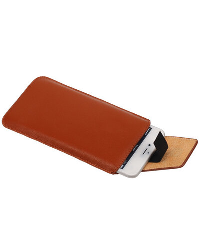 iPhone 6/6s - Leder look insteekhoes/pouch model 1 - Bruin i6