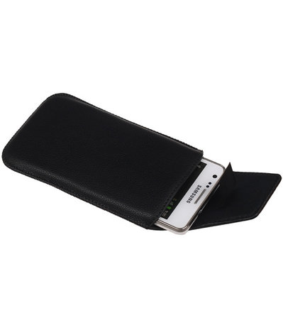 Samsung Galaxy S2/S2 Plus i9100 - Leder look insteekhoes/pouch Model 1 - Zwart S