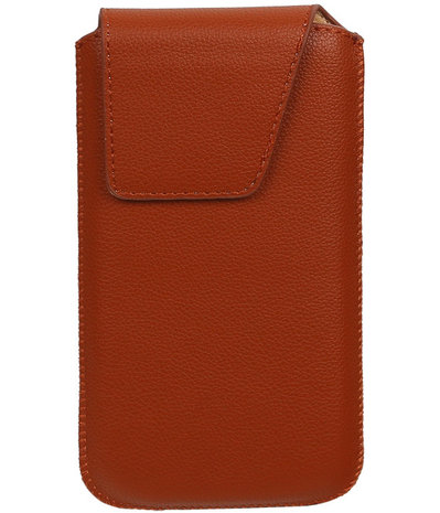 Samsung Galaxy S4 i9500 - Leder look insteekhoes/pouch Model 1 - Bruin M