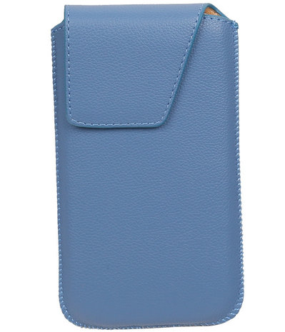 Samsung Galaxy S4 i9500 - Leder look insteekhoes/pouch Model 1 - Blauw M