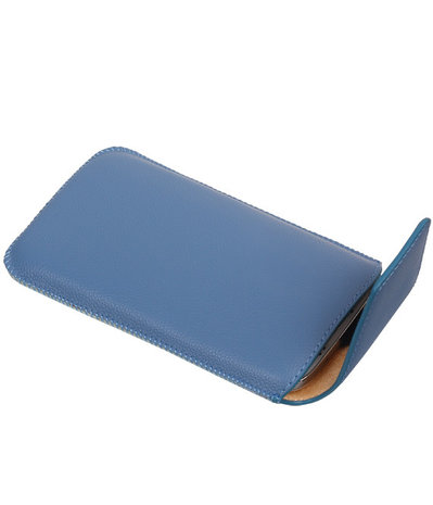 Samsung Galaxy S4 i9500 - Leder look insteekhoes/pouch Model 1 - Blauw M