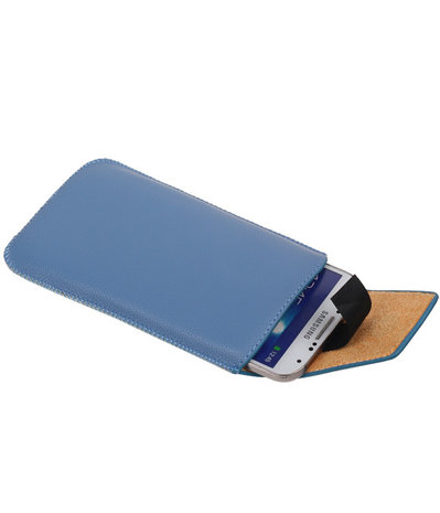 Samsung Galaxy S4 i9500 - Leder look insteekhoes/pouch Model 1 - Blauw M