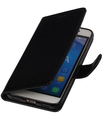 Zwart Smartphone TPU Booktype Huawei Honor Y6 Wallet Cover Hoesje
