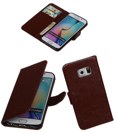 Bruin Smartphone TPU Booktype Samsung Galaxy S6 Edge Wallet Cover Hoesje