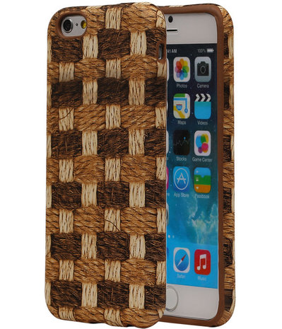 Bruin Geweven Hout Design TPU Cover Case voor Apple iPhone 6/6S Hoesje
