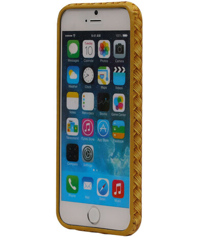 Goud Geweven Hout Design TPU Cover Case voor Apple iPhone 6/6S Hoesje