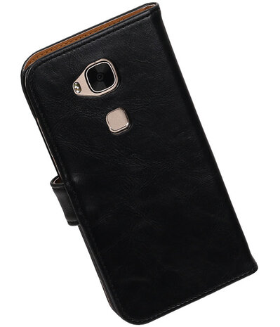 Zwart Pull-Up PU Hoesje Huawei G8 Booktype Wallet Cover