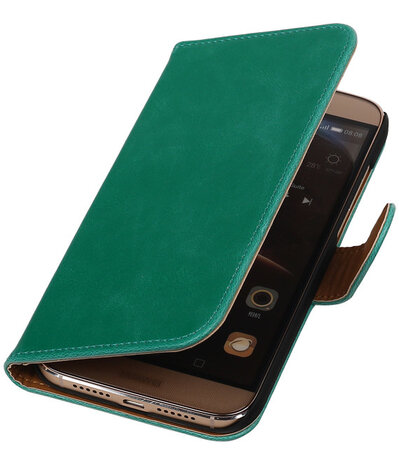 Groen Pull-Up PU Hoesje Huawei G8 Booktype Wallet Cover