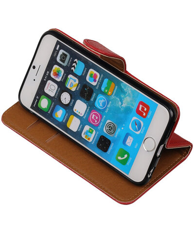 Rood Pull-Up PU Hoesje Apple iPhone 6/6s Booktype Wallet Cover