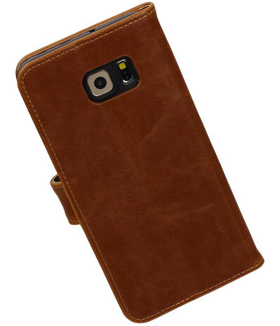 Bruin Pull-Up PU Hoesje Samsung Galaxy S6 Edge Plus Booktype Wallet Cover