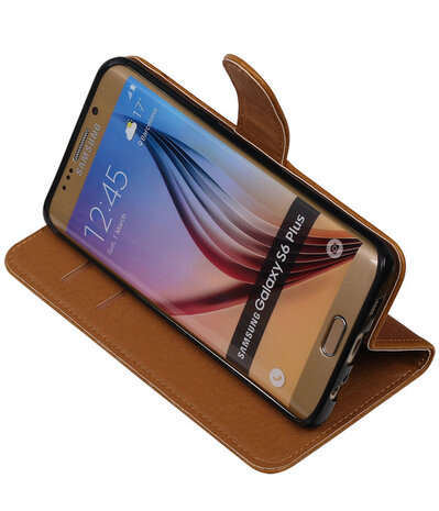 Bruin Pull-Up PU Hoesje Samsung Galaxy S6 Edge Plus Booktype Wallet Cover