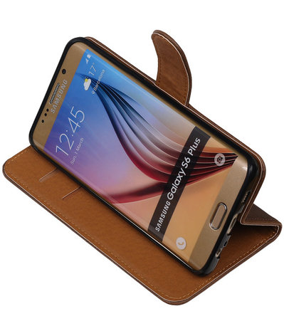Mocca Pull-Up PU Hoesje Samsung Galaxy S6 Edge Plus Booktype Wallet Cover