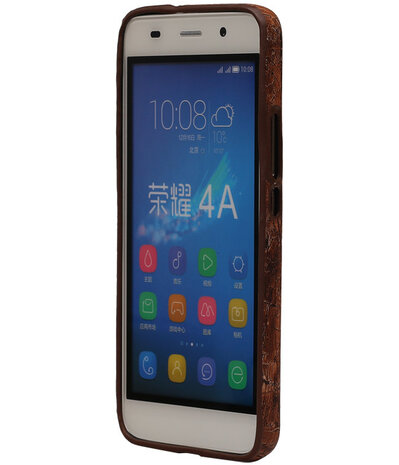 Warm Bruin Hout Design TPU Cover Case voor Huawei Honor Y6 Hoesje