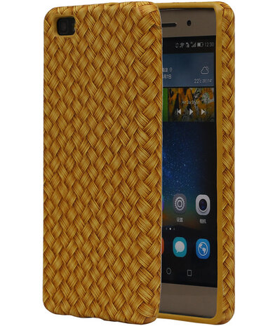 Goud Geweven TPU Cover Case voor Huawei P8 Lite Hoesje