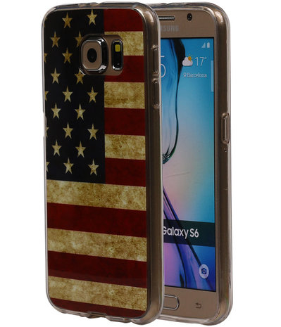 Amerikaanse Vlag TPU Cover Case voor Samsung Galaxy S6 Hoesje