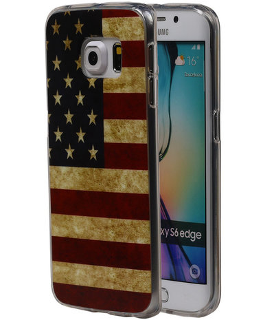 Amerikaanse Vlag TPU Cover Case voor Samsung Galaxy S6 Edge Hoesje
