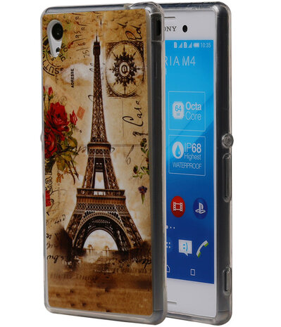 Eiffeltoren TPU Cover Case voor Sony Xperia M4 Aqua Hoesje