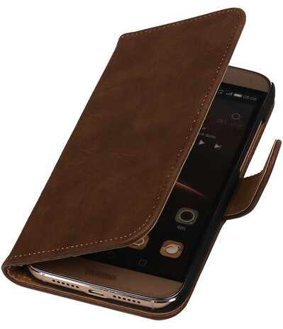 Bruin Bark Hout Booktype Huawei G8 Wallet Cover Hoesje