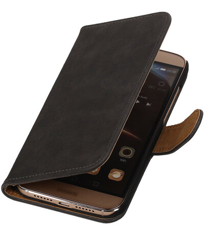 Grijs Bark Hout Booktype Huawei G8 Wallet Cover Hoesje