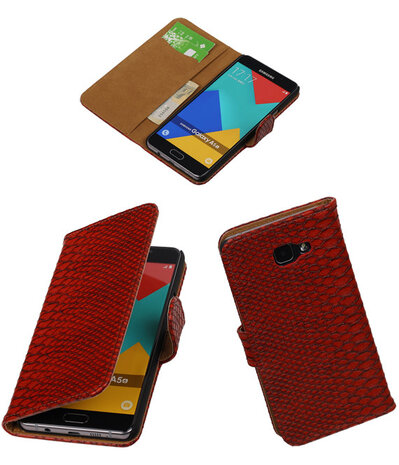 Rood Slang Booktype Samsung Galaxy A5 2016 Wallet Cover Hoesje