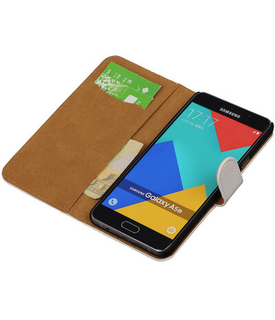 Wit Effen Booktype Samsung Galaxy A5 2016 Wallet Cover Hoesje
