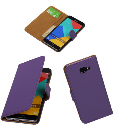 Paars Effen Booktype Samsung Galaxy A5 2016 Wallet Cover Hoesje