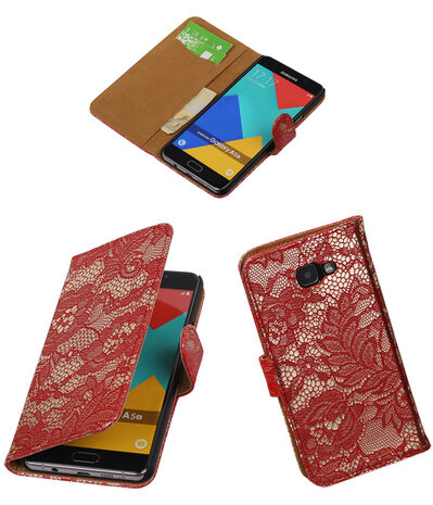 Rood Lace Booktype Samsung Galaxy A5 2016 Wallet Cover Hoesje