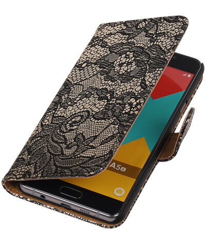 Zwart Lace Booktype Samsung Galaxy A5 2016 Wallet Cover Hoesje