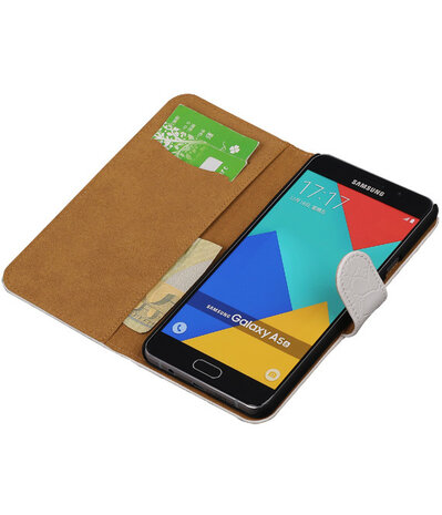 Wit Krokodil Booktype Samsung Galaxy A5 2016 Wallet Cover Hoesje