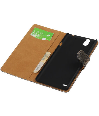 Sony Xperia C4 Lace Kant Booktype Wallet Hoesje Zwart