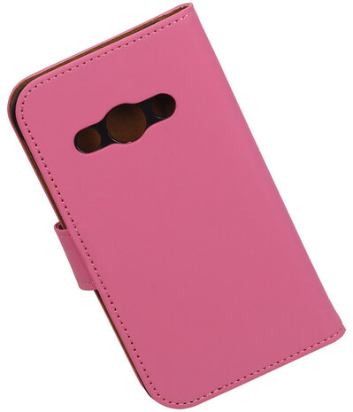 Samsung Galaxy Xcover 3 Effen Bookstyle Wallet Hoesje Roze