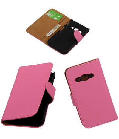 Samsung Galaxy Xcover 3 Effen Bookstyle Wallet Hoesje Roze