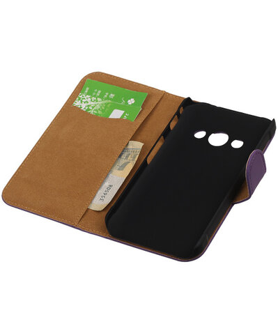 Samsung Galaxy Xcover 3 Effen Bookstyle Wallet Hoesje Paars