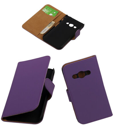 Samsung Galaxy Xcover 3 Effen Bookstyle Wallet Hoesje Paars