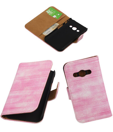 Samsung Galaxy Xcover 3 Booktype Wallet Hoesje Mini Slang Roze