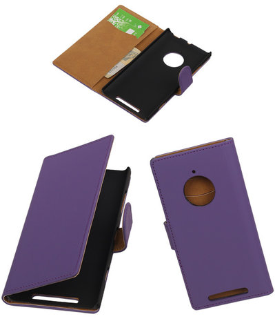 Nokia Lumia 830 Effen Booktype Wallet Hoesje Paars