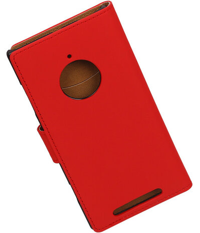 Nokia Lumia 830 Effen Booktype Wallet Hoesje Rood